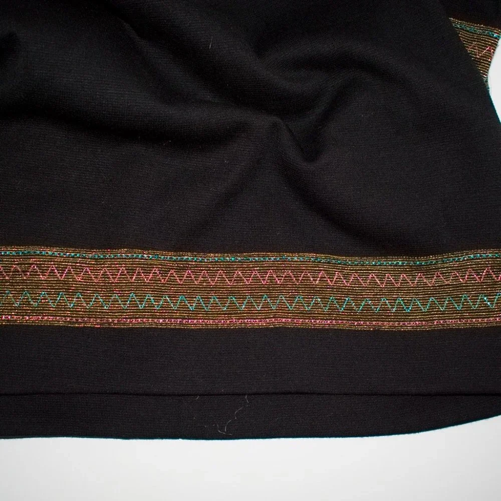 Vintage Black Retro Top Blouse V Neck Bell Sleeve Arbe Imports from Italy - Picture 5 of 7
